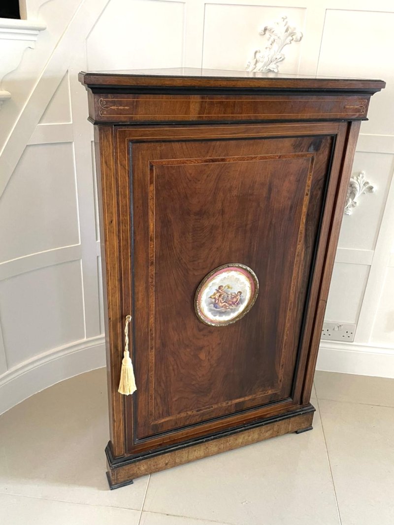 Finest Quality 19th Century Victorian Antique Inlaid Walnut Corner Cabinet